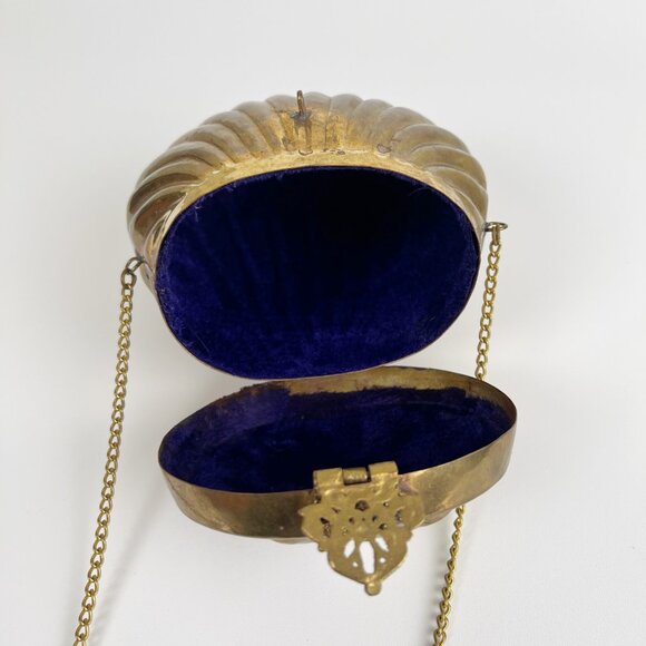 Antique Vintage 1920s Art Deco Nouveau Gold Brass Clam Shell Purse Royal Regency - Picture 3 of 4